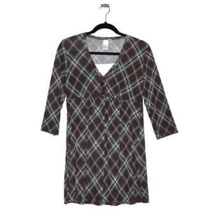 Petite Sophisticate Tunic Top Size Small Plaid Brown and Blue